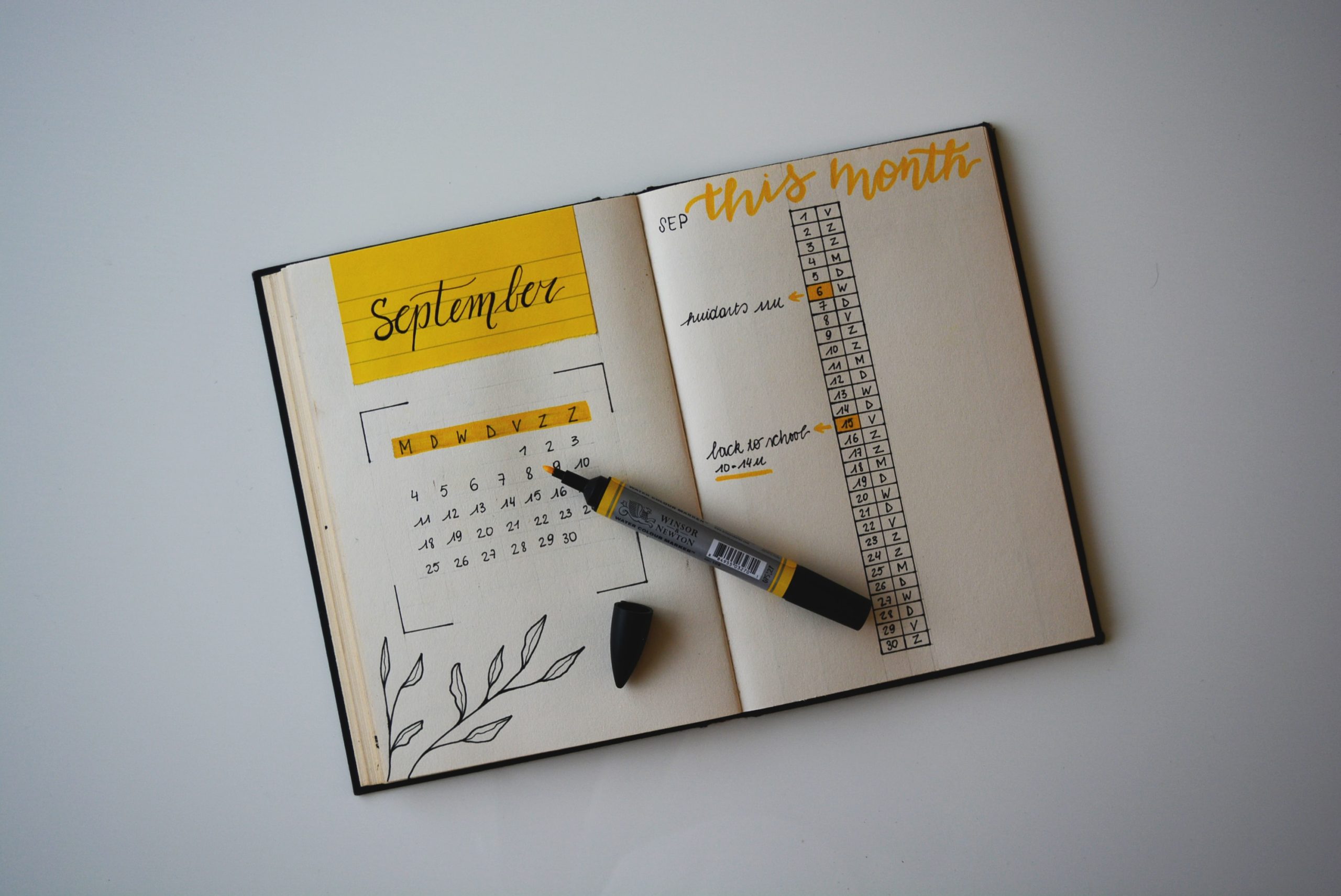 Agenda bullet journal mois de septembre